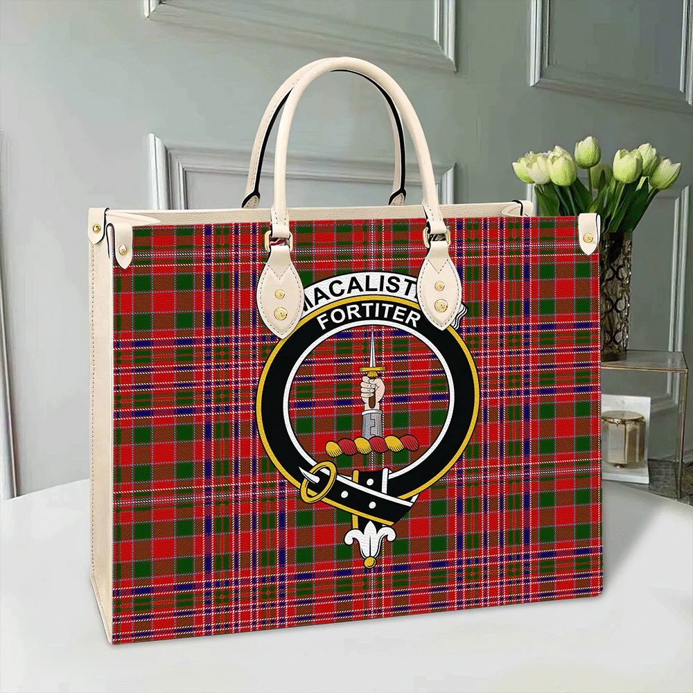 MacAlister Modern Tartan Crest Leather Bag