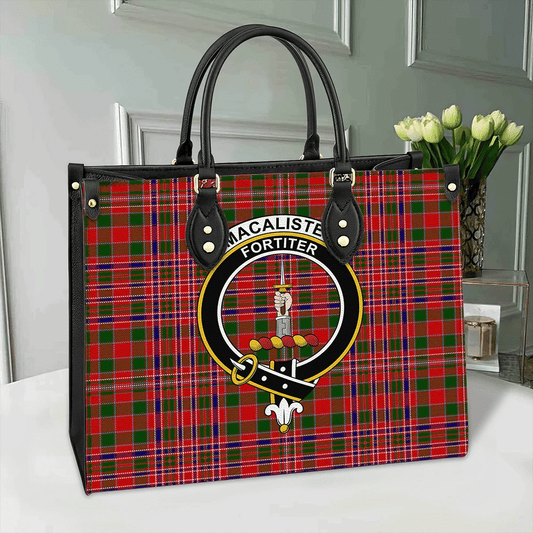 MacAlister Modern Tartan Crest Leather Bag