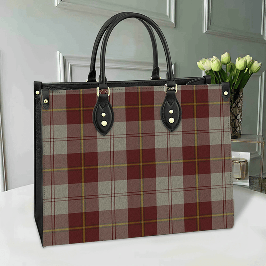 Cunningham Burgundy Dancers Tartan Leather Bag