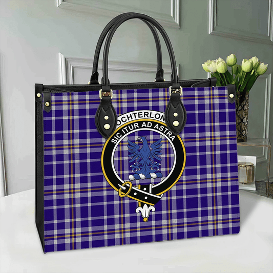 Ochterlony Tartan Crest Leather Bag