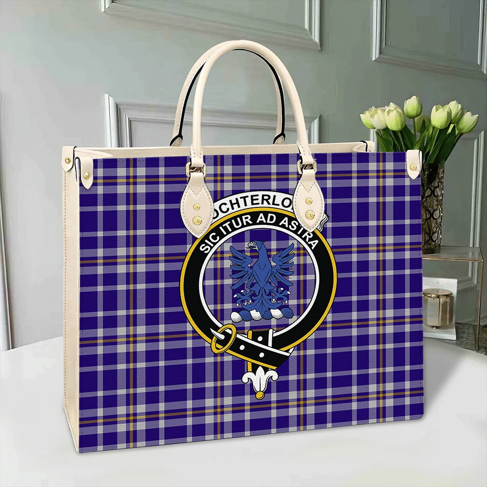 Ochterlony Tartan Crest Leather Bag