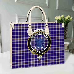 Ochterlony Tartan Crest Leather Bag