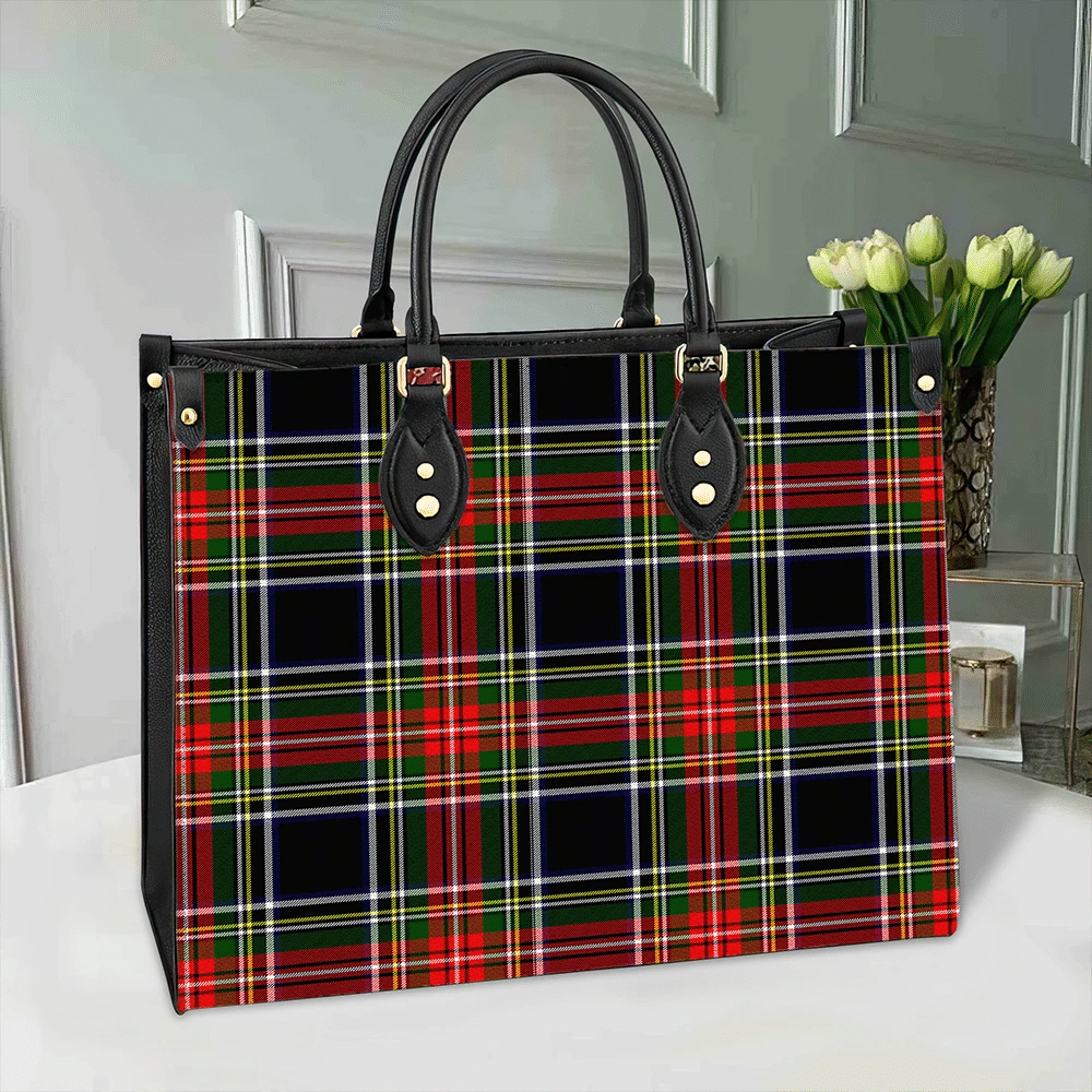 Stewart Black Tartan Leather Bag