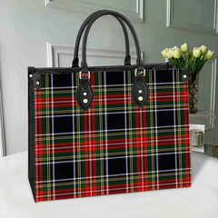 Stewart Black Tartan Leather Bag