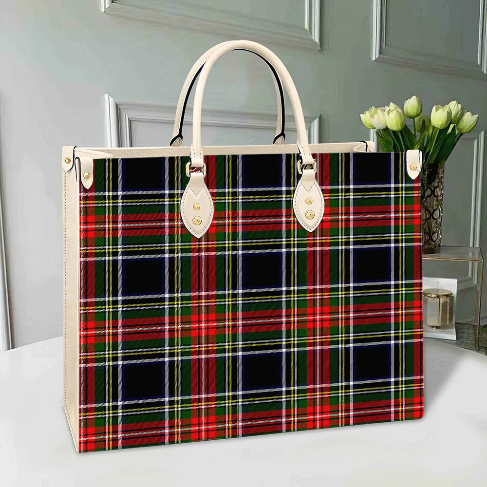 Stewart Black Tartan Leather Bag