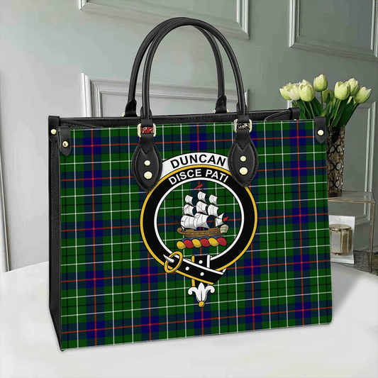 Duncan Modern Tartan Crest Leather Bag