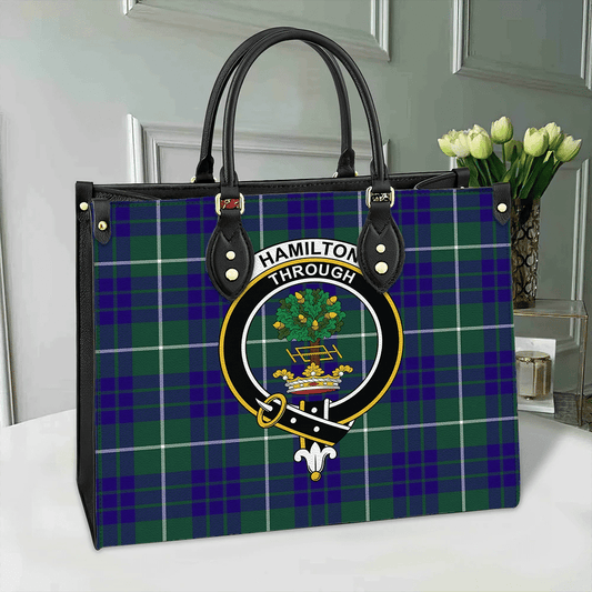 Hamilton Hunting Modern Tartan Crest Leather Bag