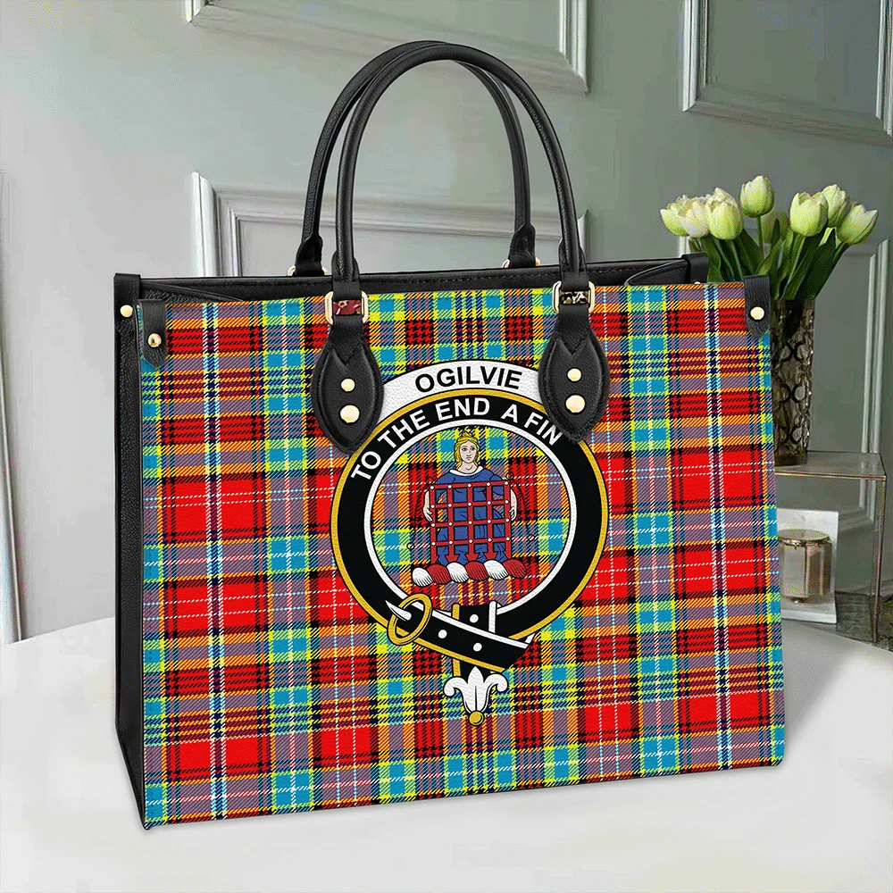 Ogilvie Hunting Ancient Tartan Crest Leather Bag