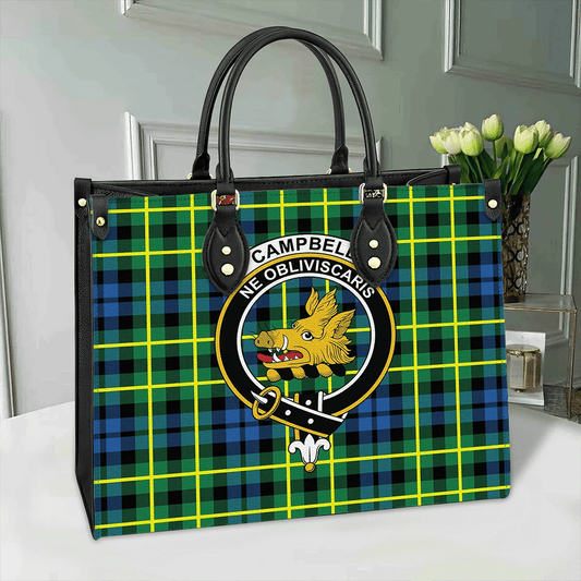 Campbell of Breadalbane Ancient Tartan Crest Leather Bag