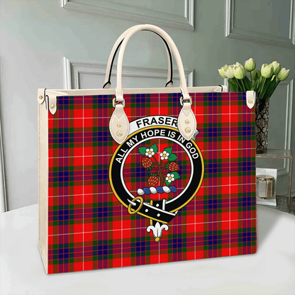 Fraser Modern Tartan Crest Leather Bag