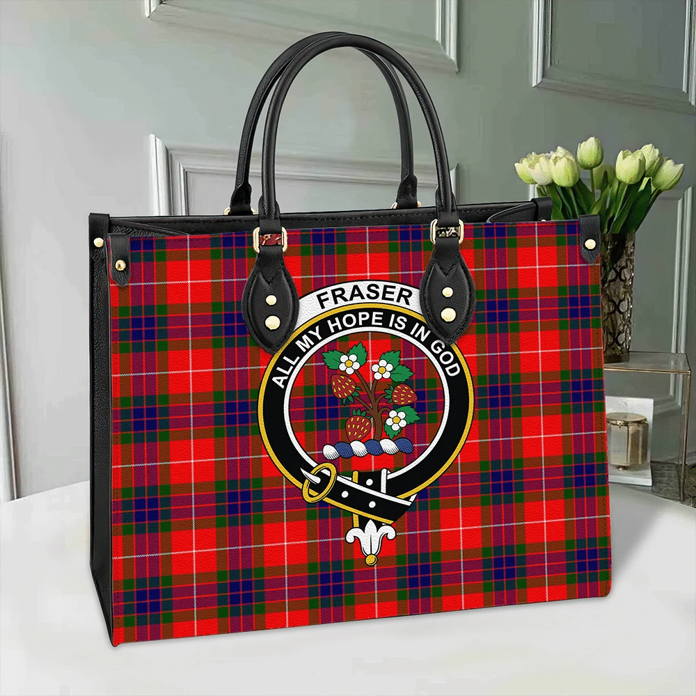 Fraser Modern Tartan Crest Leather Bag