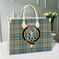 Balfour Blue Tartan Crest Leather Bag