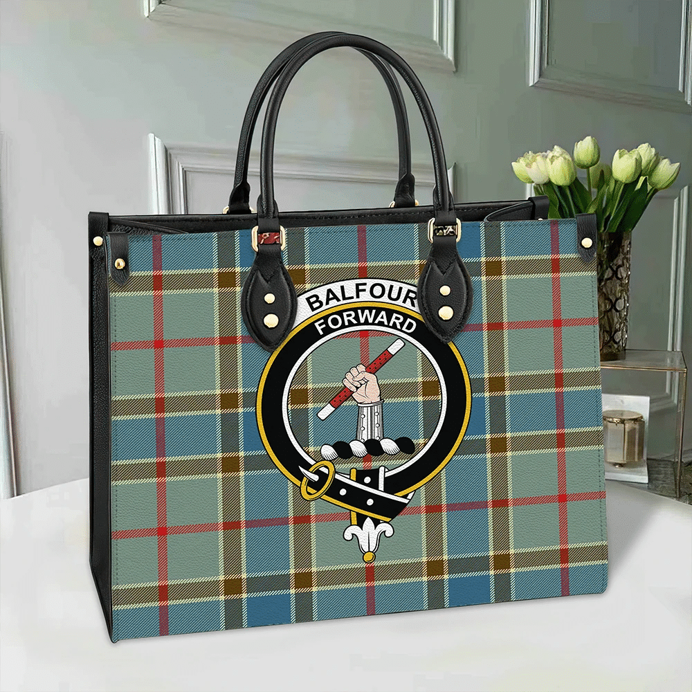 Balfour Blue Tartan Crest Leather Bag