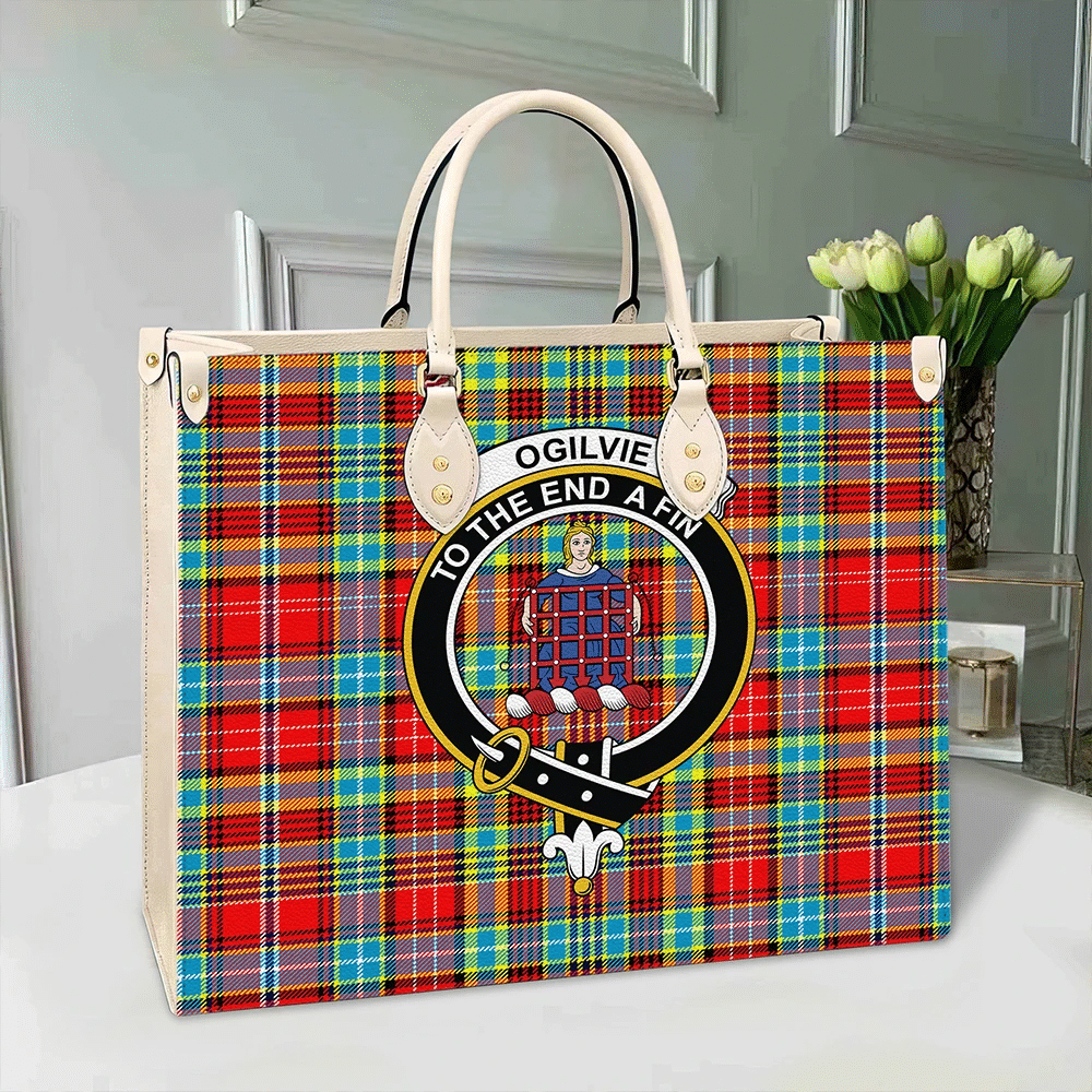 Ogilvie Hunting Ancient Tartan Crest Leather Bag