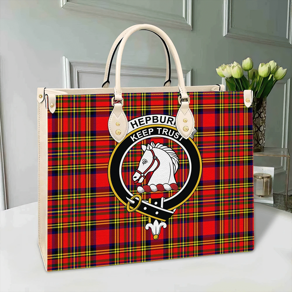 Hepburn Tartan Crest Leather Bag