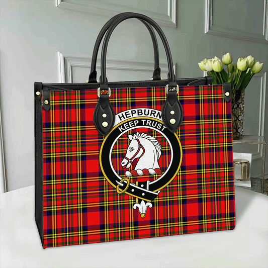 Hepburn Tartan Crest Leather Bag