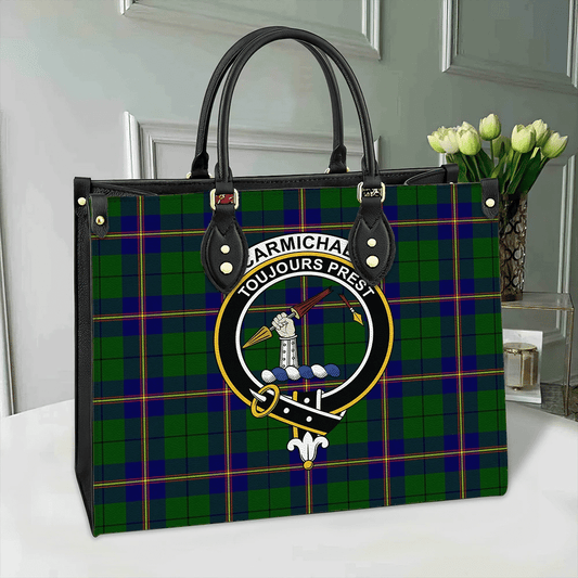 Carmichael Modern Tartan Crest Leather Bag