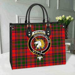 Stewart of Appin Modern Tartan Crest Leather Bag