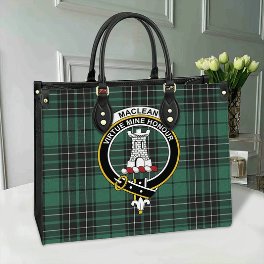 MacLean Hunting Tartan Crest Leather Bag