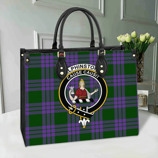 Elphinstone Tartan Crest Leather Bag