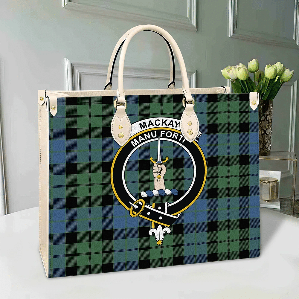 MacKay Ancient Tartan Crest Leather Bag