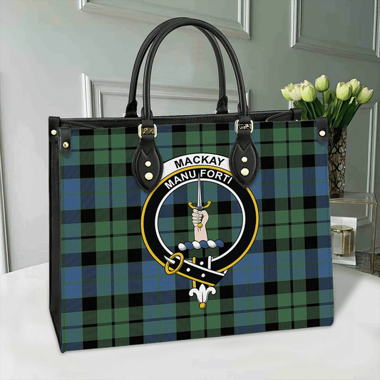 MacKay Ancient Tartan Crest Leather Bag