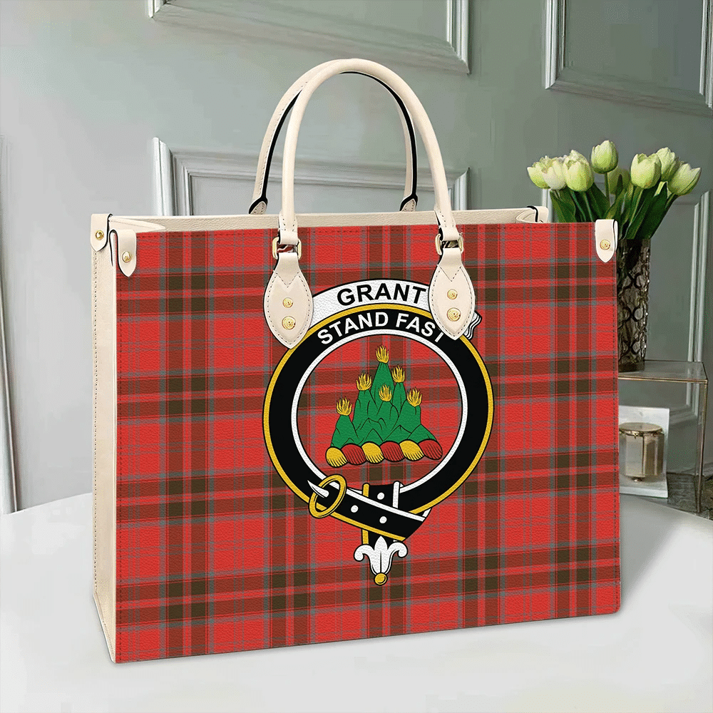 Grant Weathered Tartan Crest Leather Bag