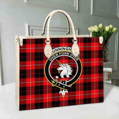 Cunningham Modern Tartan Crest Leather Bag