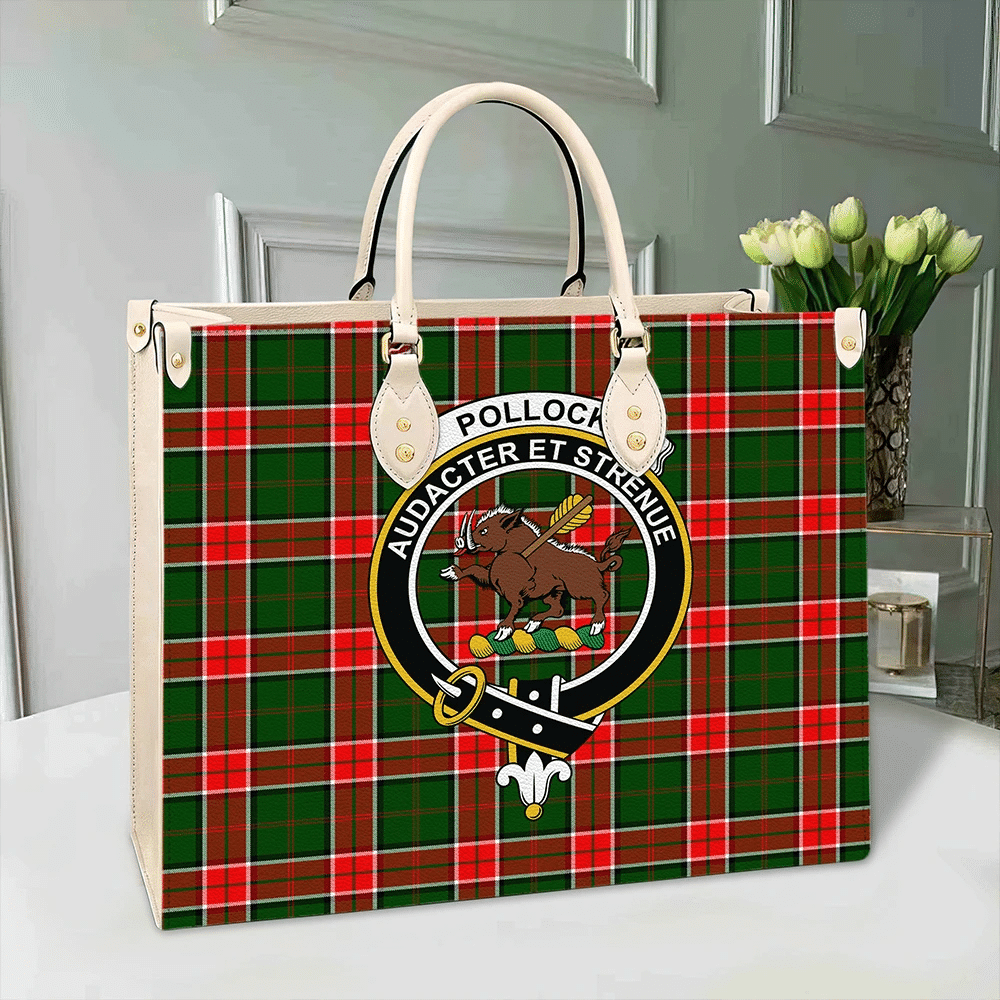 Pollock Modern Tartan Crest Leather Bag