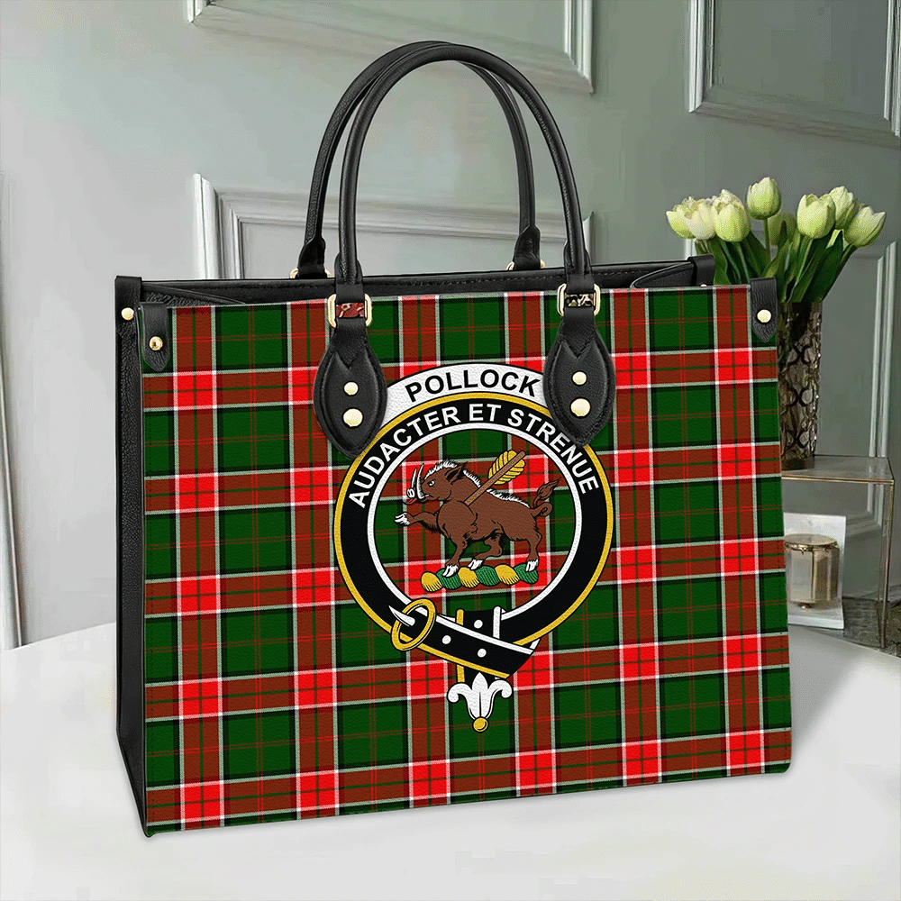 Pollock Modern Tartan Crest Leather Bag