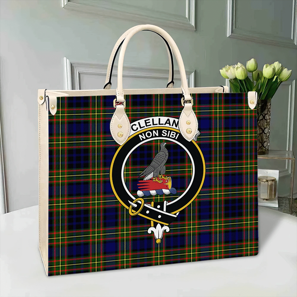 Clelland Modern Tartan Crest Leather Bag