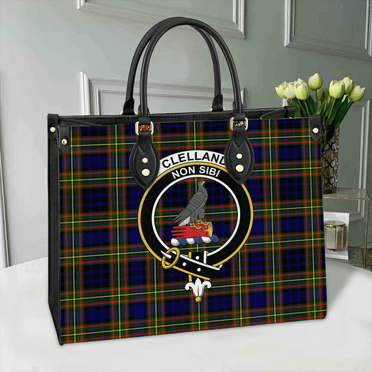 Clelland Modern Tartan Crest Leather Bag