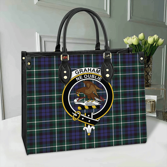 Graham of Montrose Modern Tartan Crest Leather Bag