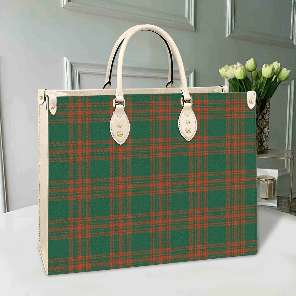 Menzies Green Ancient Tartan Leather Bag