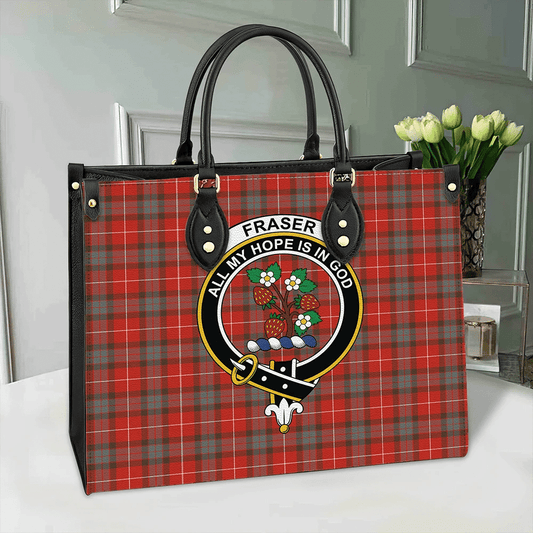 Fraser Weathered Tartan Crest Leather Bag