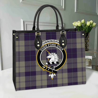 Cunningham Dress Blue Dancers Tartan Crest Leather Bag