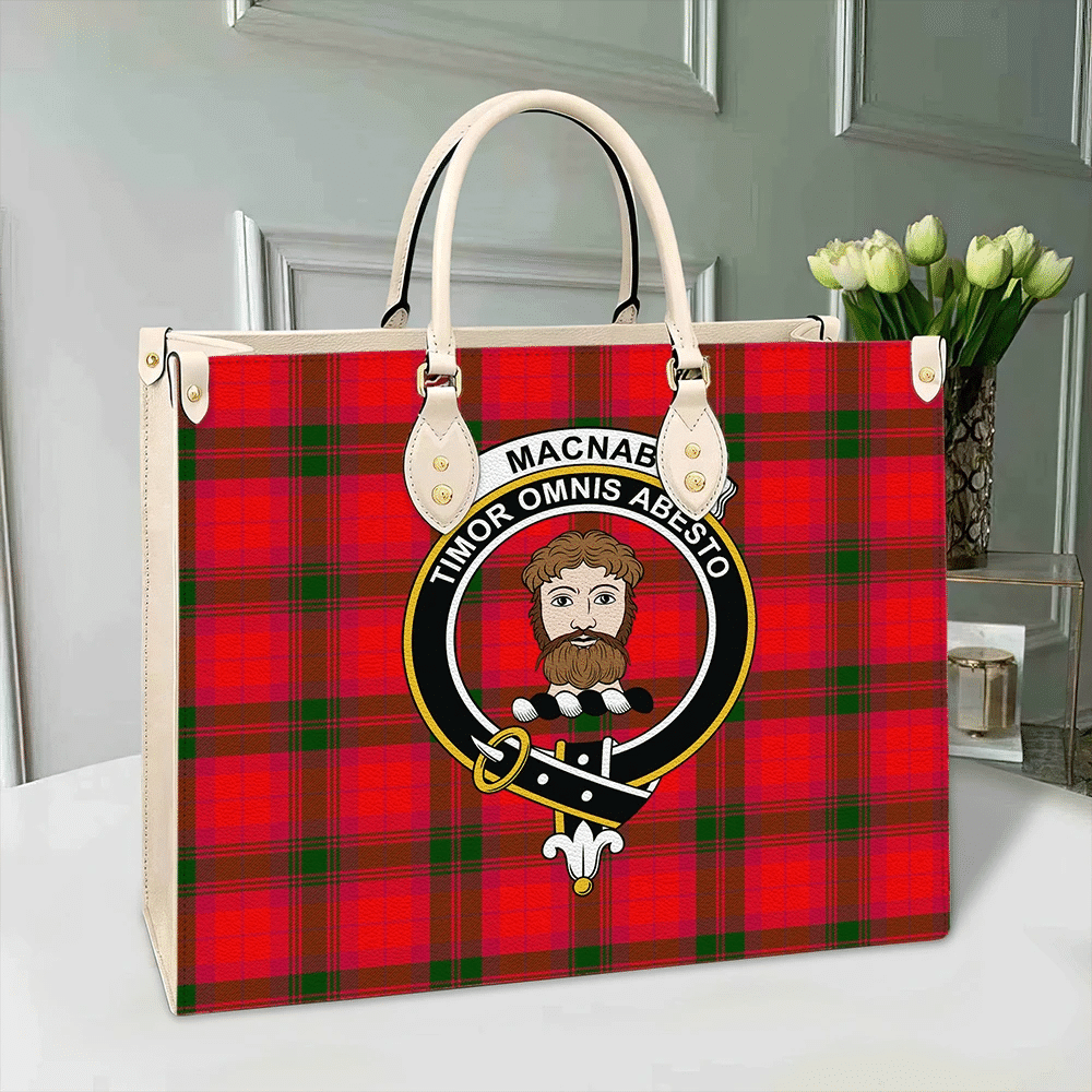 MacNab Modern Tartan Crest Leather Bag