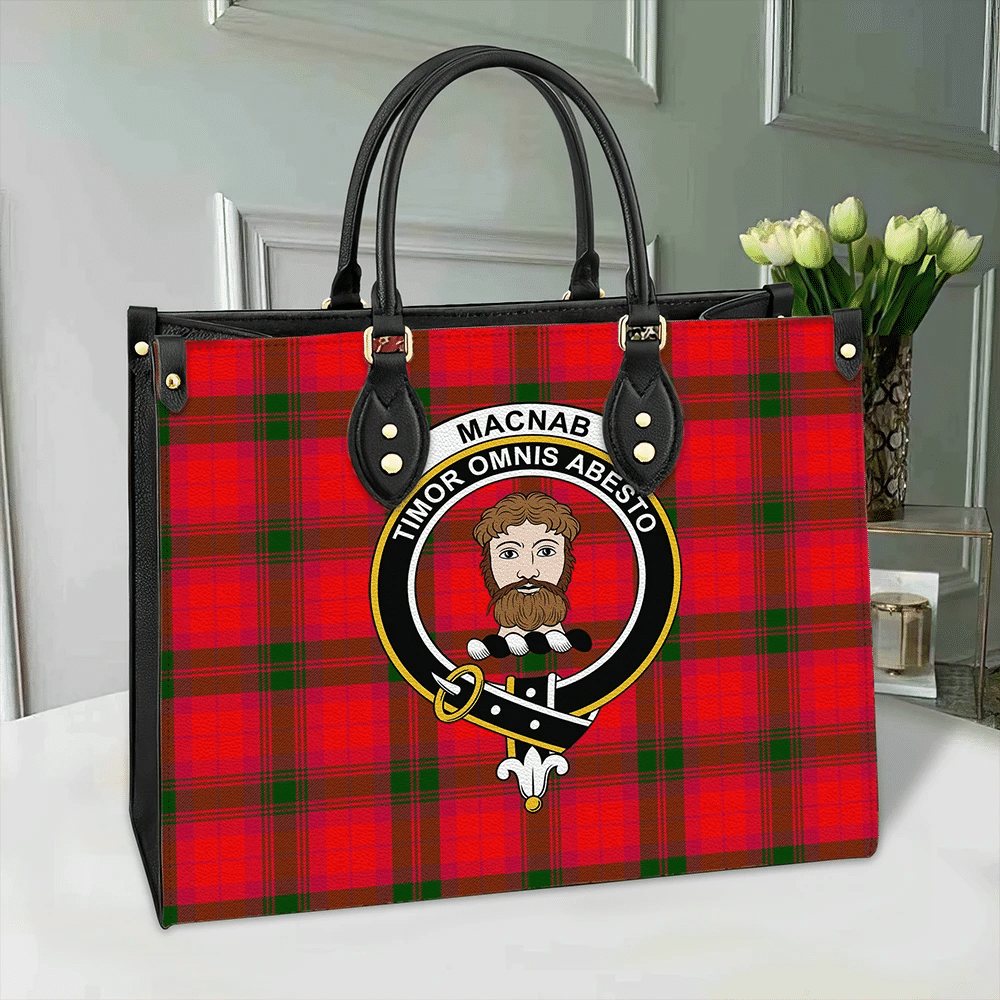 MacNab Modern Tartan Crest Leather Bag