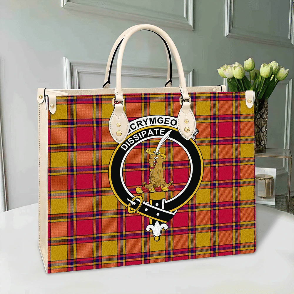 Scrymgeour Tartan Crest Leather Bag