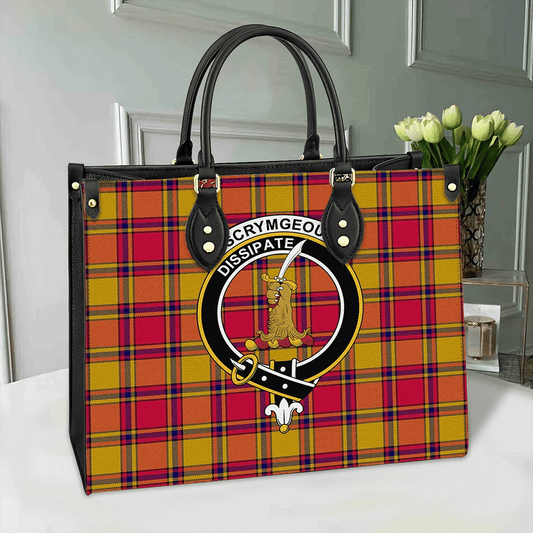 Scrymgeour Tartan Crest Leather Bag