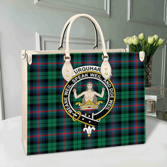 Urquhart Broad Red Ancient Tartan Crest Leather Bag