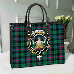 Urquhart Broad Red Ancient Tartan Crest Leather Bag
