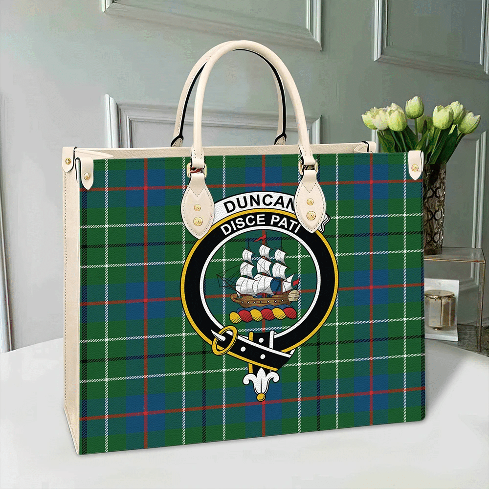 Duncan Ancient Tartan Crest Leather Bag