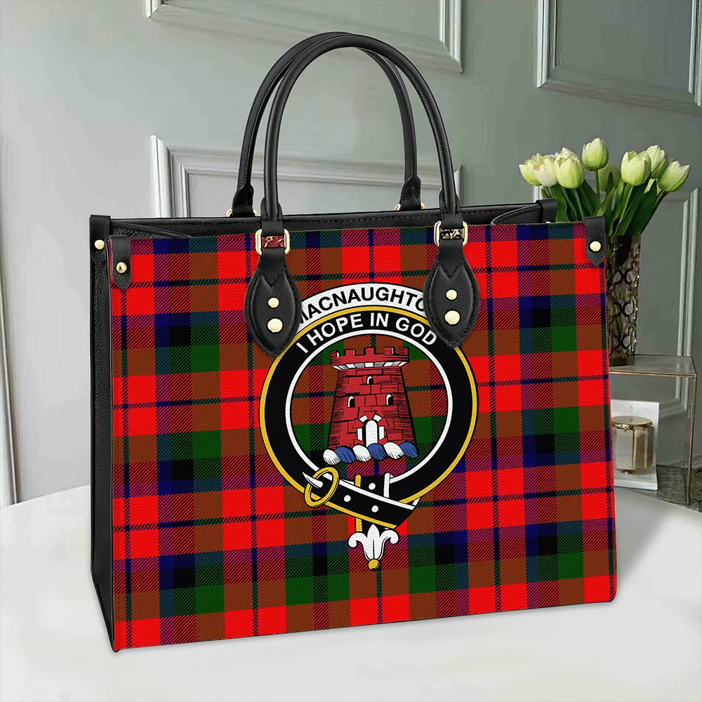 MacNaughton Modern Tartan Crest Leather Bag
