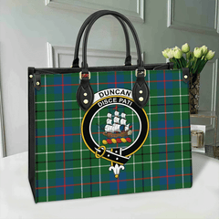 Duncan Ancient Tartan Crest Leather Bag