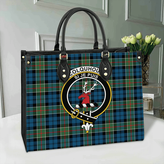 Colquhoun Ancient Tartan Crest Leather Bag