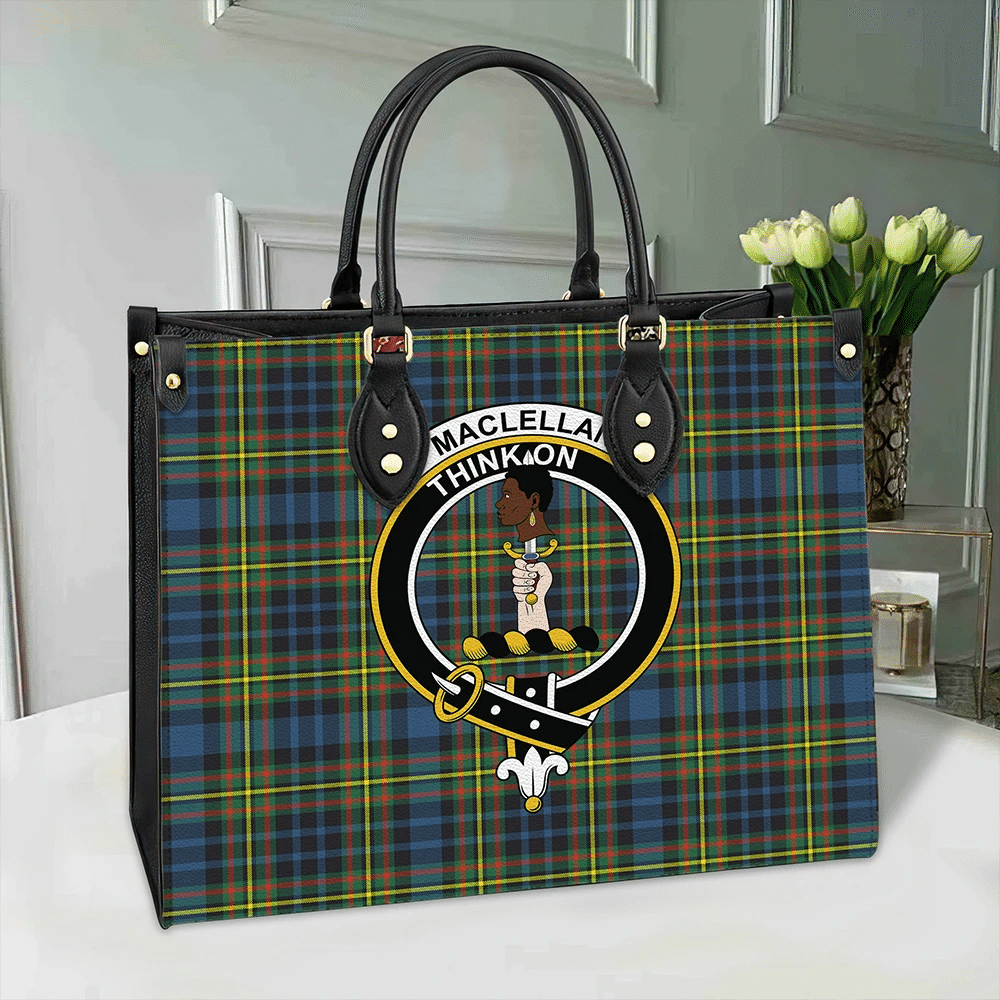 MacLellan Ancient Tartan Crest Leather Bag