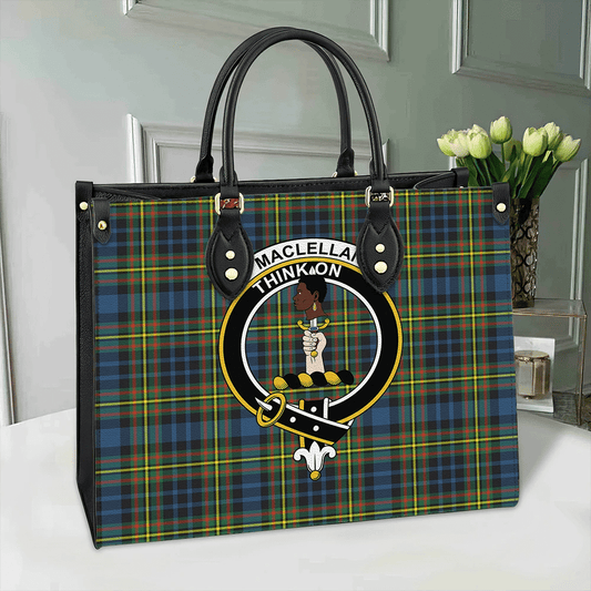 MacLellan Ancient Tartan Crest Leather Bag