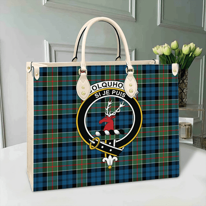 Colquhoun Ancient Tartan Crest Leather Bag