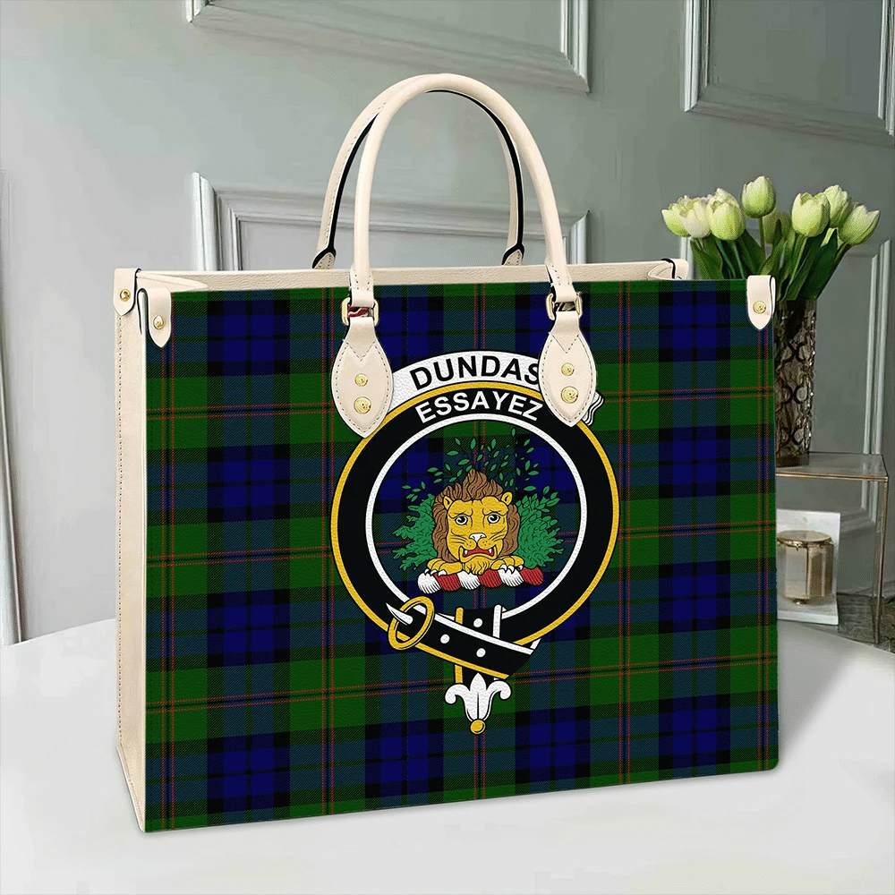 Dundas Modern Tartan Crest Leather Bag